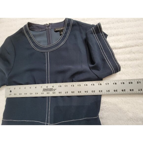 Banana Republic Navy Blue Short Sleeve Dress With Contrast Stitching Size 4 New - Picture 6 of 8